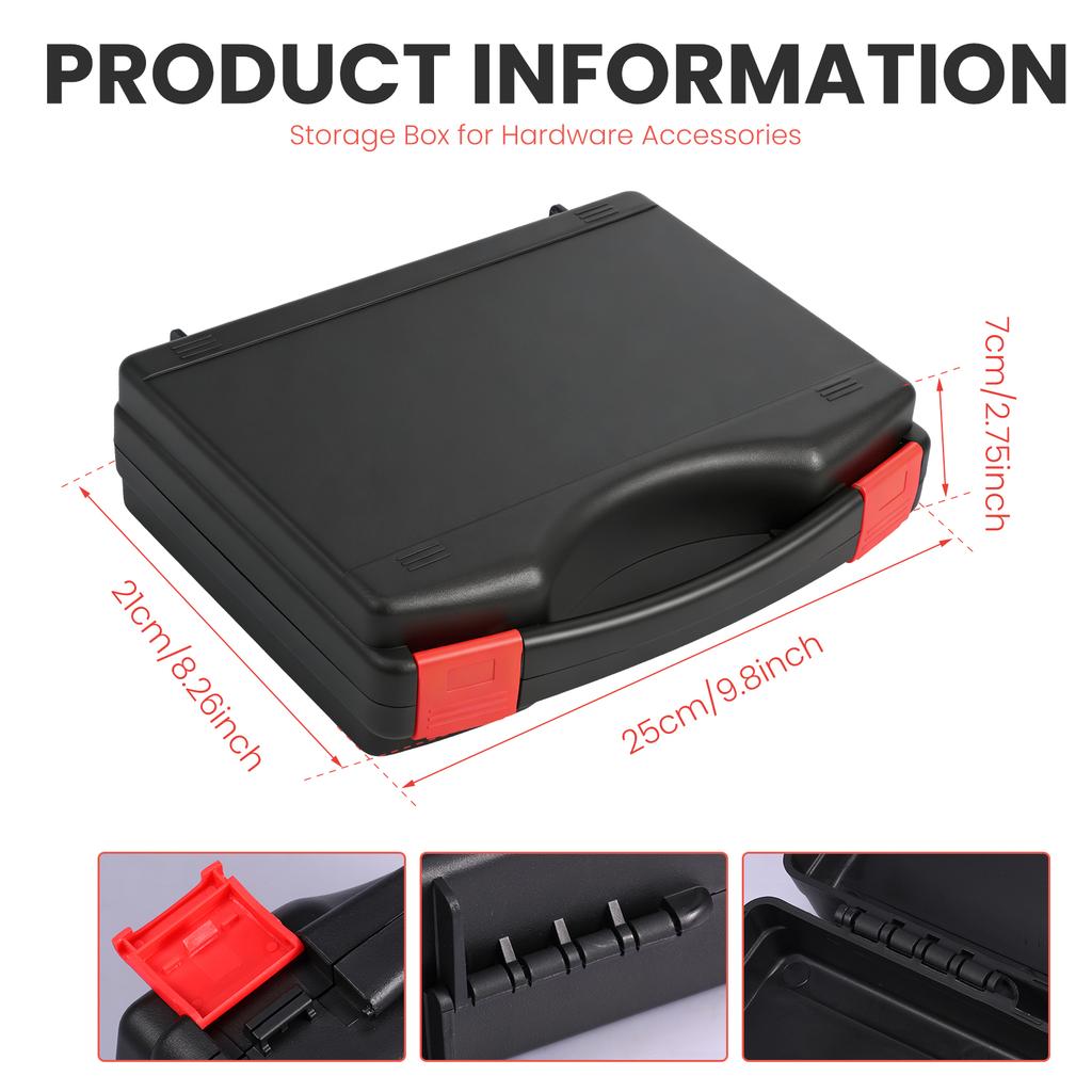 Small Hard Case Bag Portable Plastic Tool Storage Box with Dual Latch Shatterproof Hard Carrying Case for Household Workshop Car