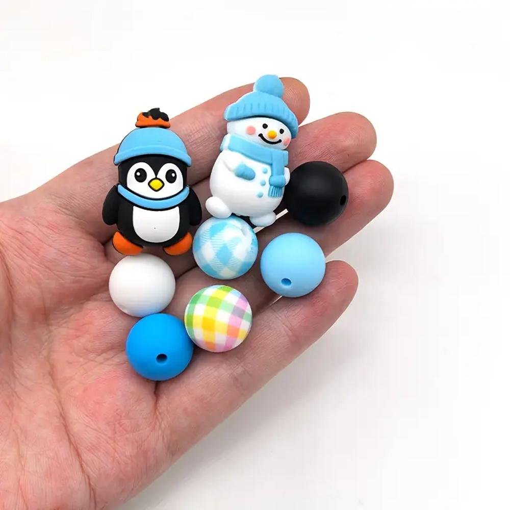 25/40PCS Winter Christmas series silicone bead set, perfect for DIY handmade crafts such as keychains, necklaces, bracelets, etc