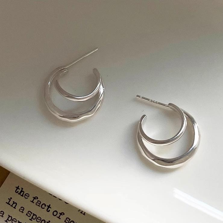 C-shaped Earrings Bloggers with The Same Simple Niche Design Geometric Arc Earrings Stud Earrings Niche Vintage Ladies Accessories Elegant Jewelry