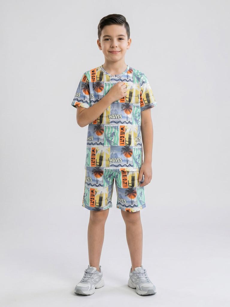 MONTE CARLO Boys Regular Fit Printed Coordinate Set
