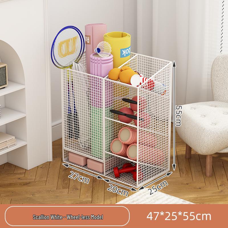 Estante de Chão para Armazenamento de Basquete e Prateleira de Brinquedos para Equipamentos Esportivos e Tapetes de Yoga