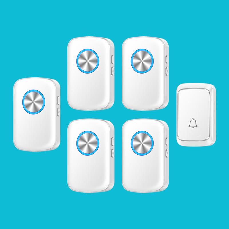 Wireless Long-Range Waterproof Doorbell with Loud Volume for Elderly and Deaf Users белый