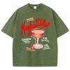 Oversized Women Washed T-Shirts The Manhattan Cherry Cocktail Printed Tee Shirts Distressed Crewneck Cotton Tees Fashion Clothes