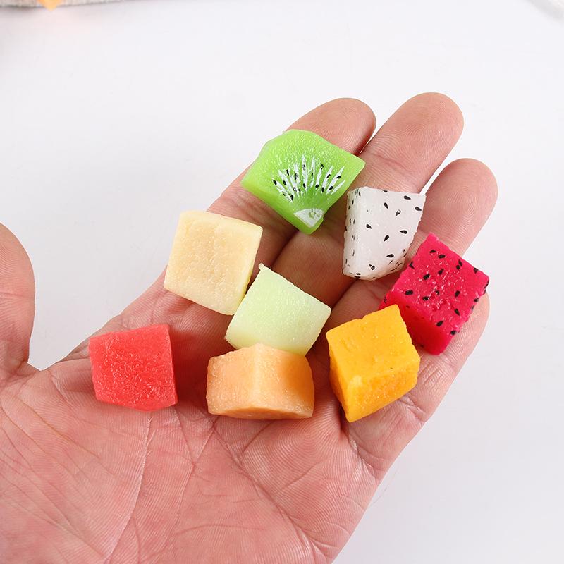 Mini Fruit Salad DIY Edible Toy: Mango, Pitaya, Kiwi Slices Simulation Cubes.