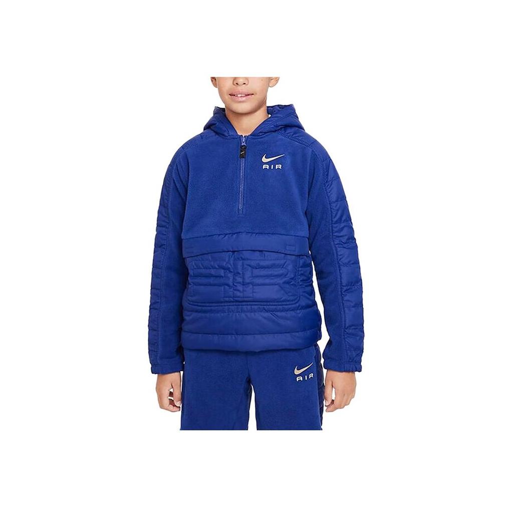 Nike Solid Color Logo Hooded Long Sleeve Jacket Kids jackets Blue DV3066-455