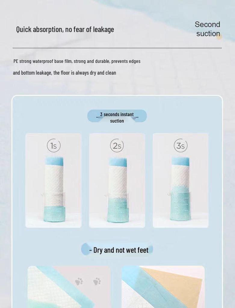 Thickened Adhesive Pet Training Pads - Disposable, Absorbent Dog Diapers with Corner Back Stickers.