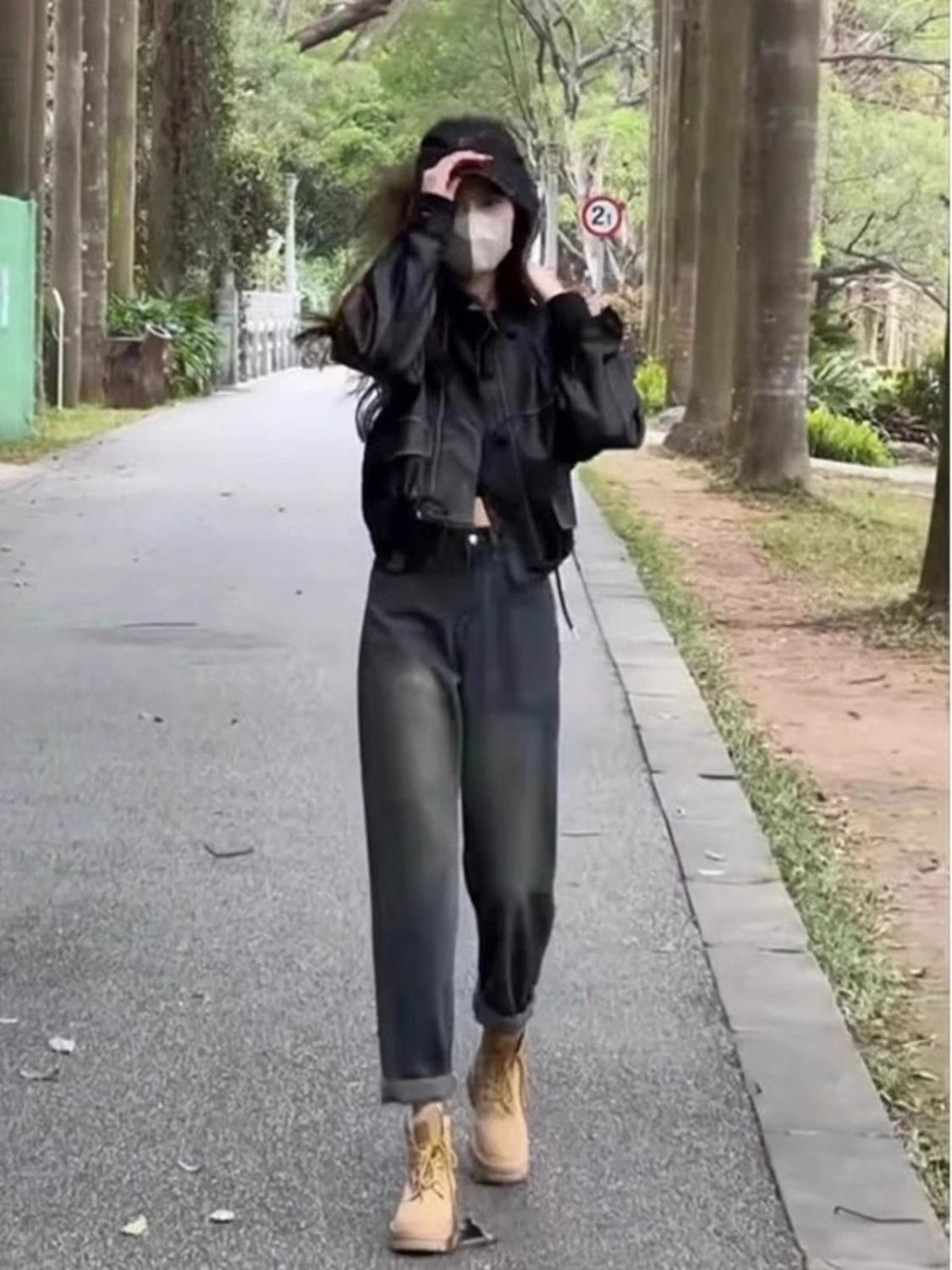 

Женские джинсы галифе с высокой талией больших размеров - Утягивающие, свободного кроя для осени/зимы L