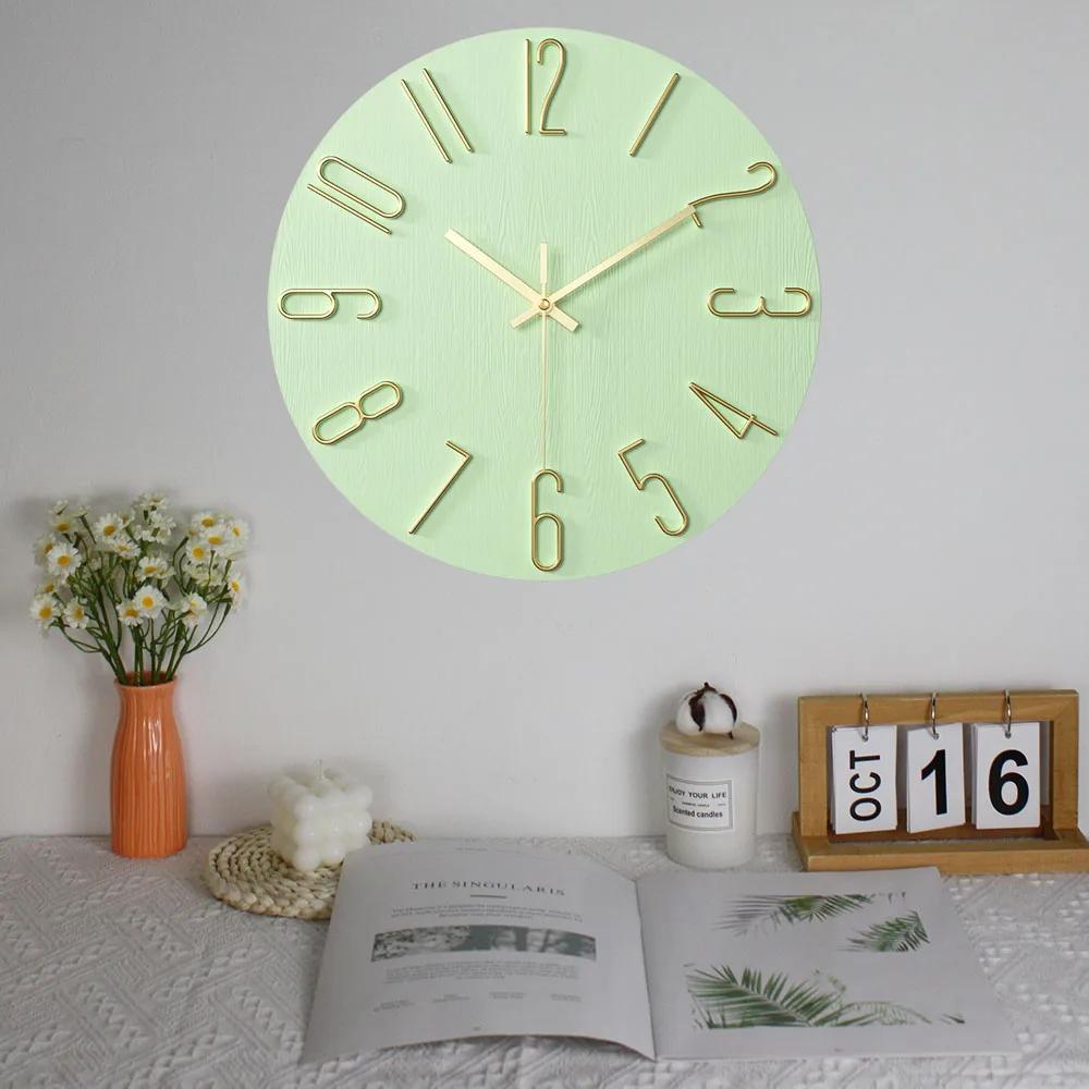 12 Inch Minimalist Decoration Wall Clock Living Room New Light Luxury Modern Simple Nordic Clock Hanging Wall Ins Hole Free