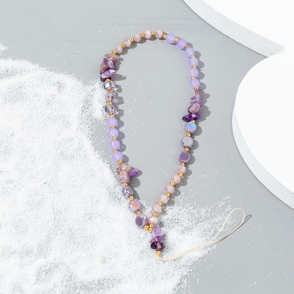 Gravel Pearl Mobile Phone Strap Cell Phone Lanyard Letter Beads Chain Crystal Stone Beads Lanyard