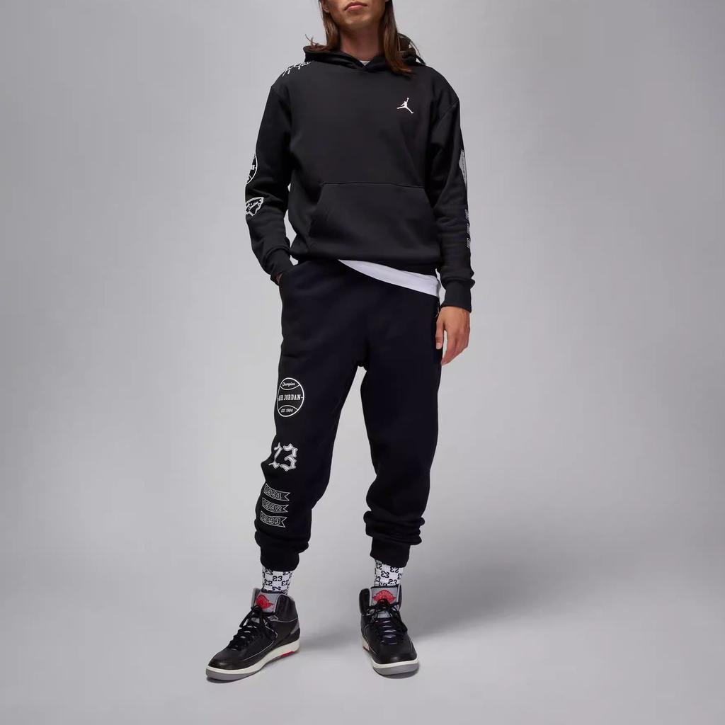 Jordan Solid Color Sports Training Casual Hoodie With Fleece Lining Long Sleeve Men Tops Black FN4617-010