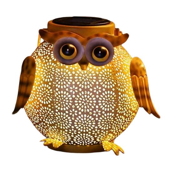 DYS Metal Owl Solar Light, Outdoor Lantern, Waterproof Powered Garden Hanging Floral Lantern for Patio Yard Porch