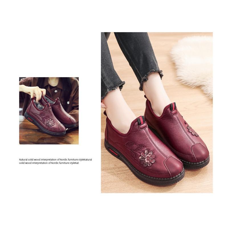 Warm Fleece Lined Thickened Casual Winter Cotton Shoes For Elderly Women
