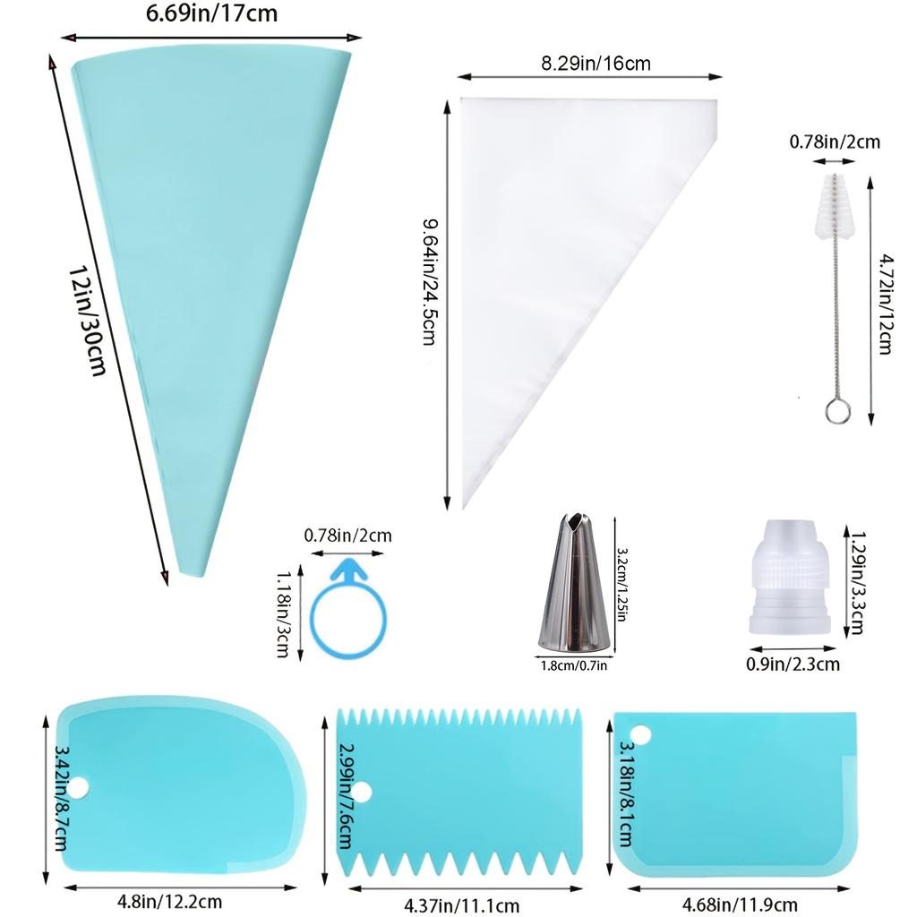 40 Pcs Cake Decorating Supplies Kit with 10 Piping Tips, 3 Couplers, 1 Reusable & 20 Disposable Piping Bags, Baking Tools