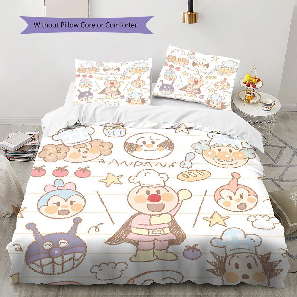 Anpanman Pattern Bedding Quilt Set  Home Decoration  Gift (1 * duvet cover + 2 * pillowcase  without core)