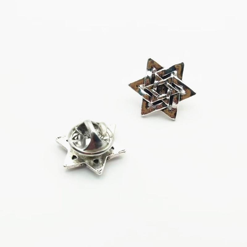 Vintage Hexagram Alloy Brooch Elegant Retro Design Sturdy Allergy Resistant Jewelry Accessory For Women Men