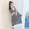 Maternity A-Line Striped Summer Dress: Loose, Short-Sleeved, Mid-Length, Plus Size