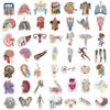 50 Cartoon Organ Anatomy Pictures Graffiti Stickers Personalized Decorative Guitar Notebook Suitcase DIY Waterproof