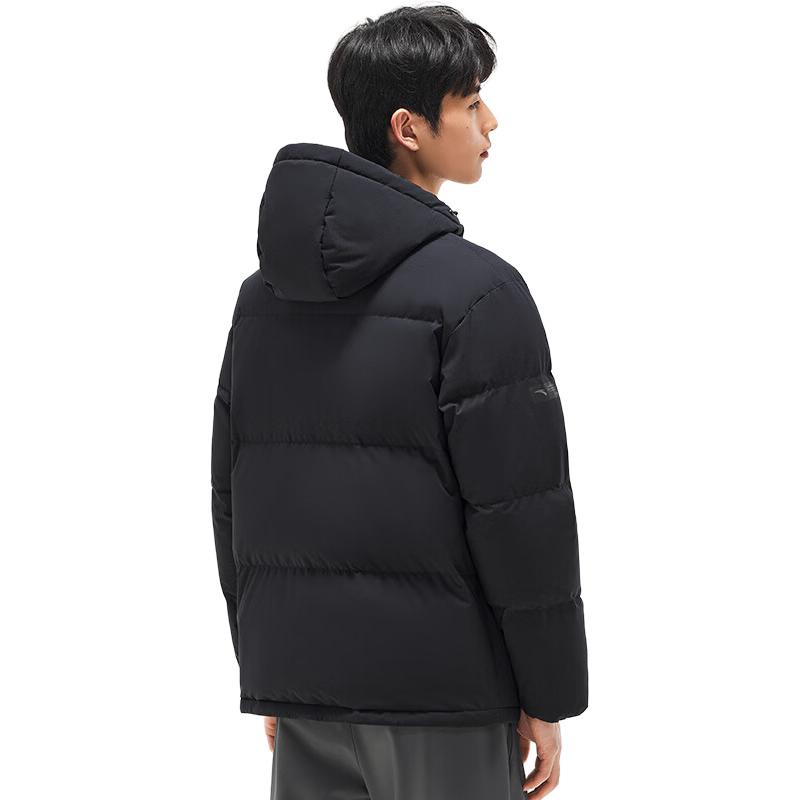 Anta Training Series Letter Zipper Hooded Thick Casual Down Jacket Men Outerwear Basic-Black 152347946-5