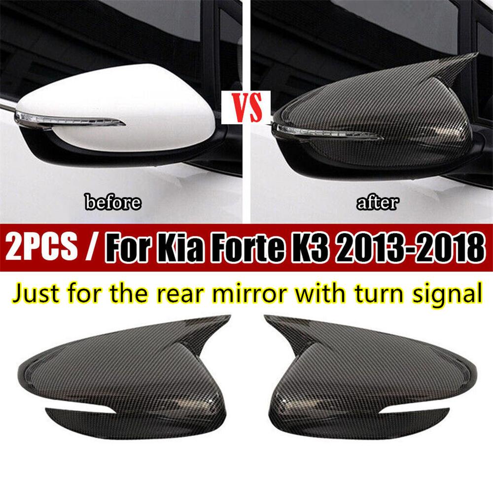 1Pair OX Horn Rearview Side Mirror Cover Trims For Kia K3 Cerato Forte 2013-2018