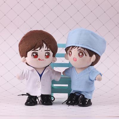 20CM Doll Clothes Cosplay Doctor Surgical Uniform Suit Cotton White Coat Green Blue Tops Pants For Idol Dolls Clothing Accessory