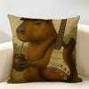 Funny Animal Friends Gift Design Cushion Cover Natural Linen Organic Fabric DoubleSided Printing Room Sofa Decor Pillow Case