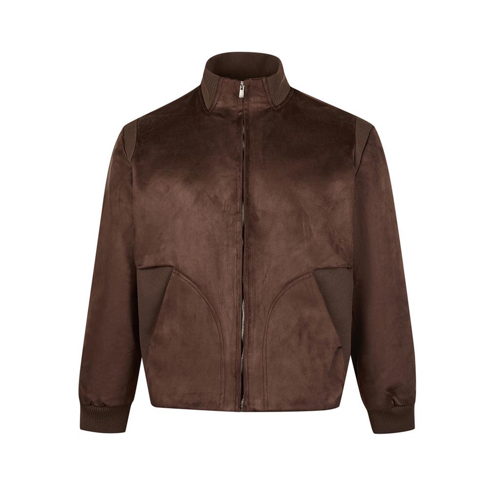 

EME Velvety Luminous Harrington Jacket - Autumn/Winter Old Money Style, Casual Loose Fit, High-End Feel. L кавовий