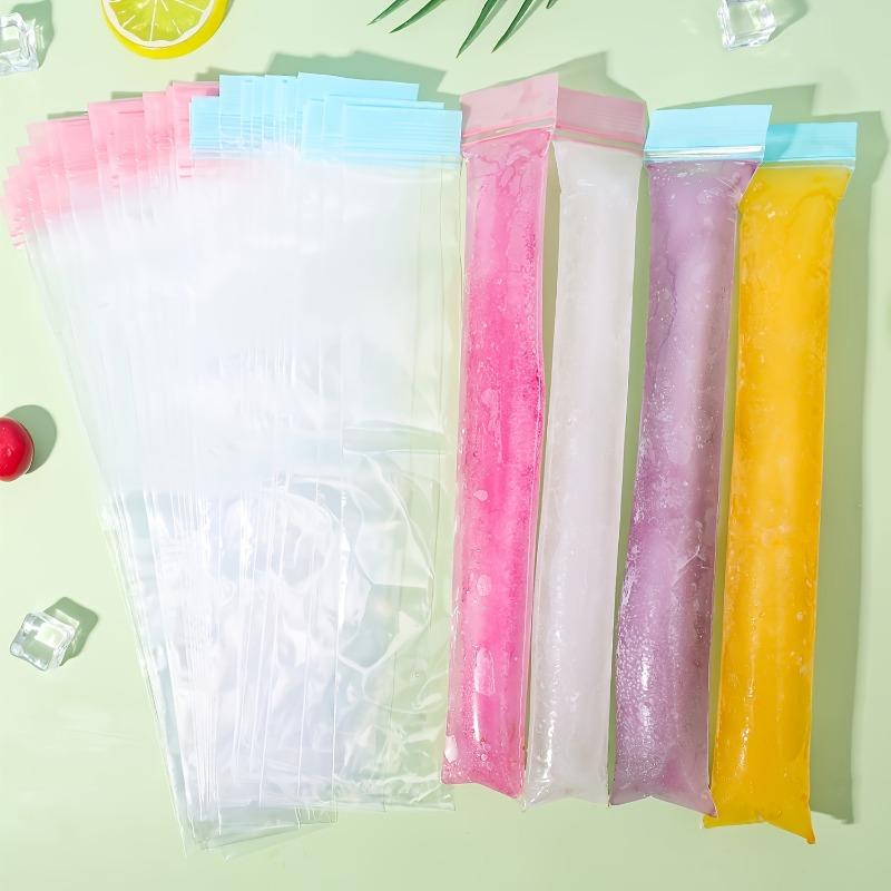 50/100pcs Disposable Ice Pop Bags Plastic Popsicle Maker Pouches Leakproof Zipper Seal Bags For Yogurt Smoothies Ice Candy
