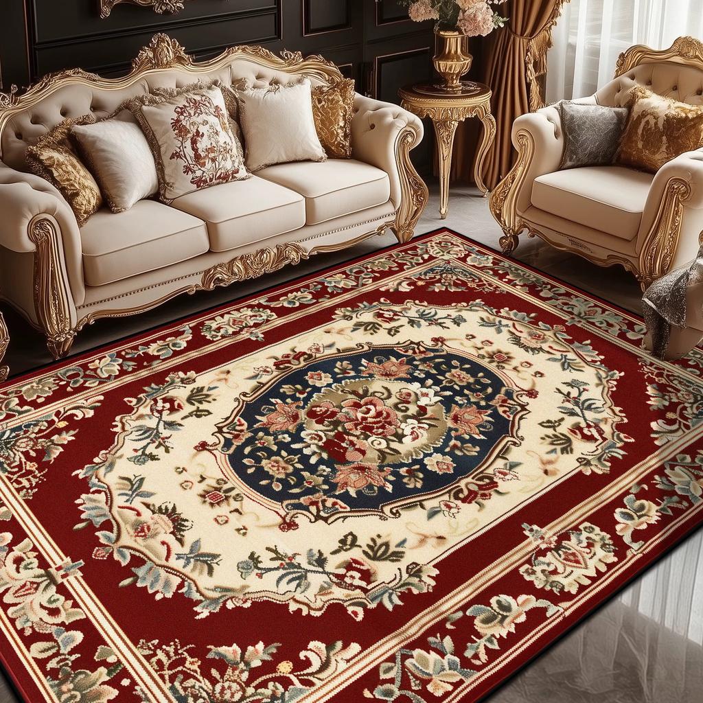 European Style Luxury Living Room Carpet Persian Home Decor Bedroom Bedside Soft Floor Mat Lounge Coffee Tables Non-slip Rug