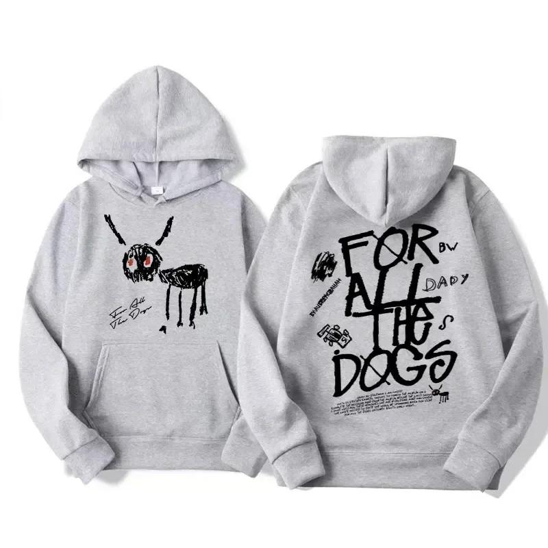 Men's fashion Sweatshirt Vintage Streetwear sweatshirt hat all dog pattern printed hoodies from rapper Drake's