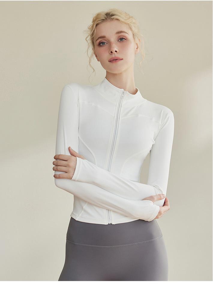 Women's High Elastic Quick-Drying Yoga & Fitness Jacket - Stand-Up Collar, Slim-Fit