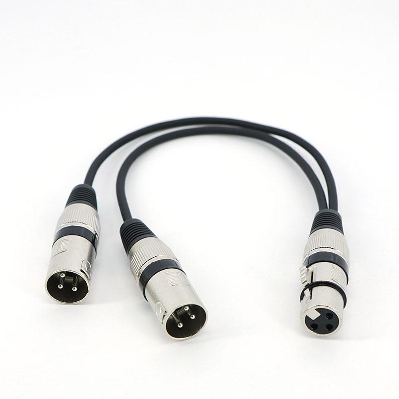 30cm 3-polig XLR Buchse auf 2 männliche XLR Y-Splitter Mikrofon DJ Kabel Konvertierung 2-fach 3-adrig 3p Stecker auf Buchse Adapter 30cm Kabel