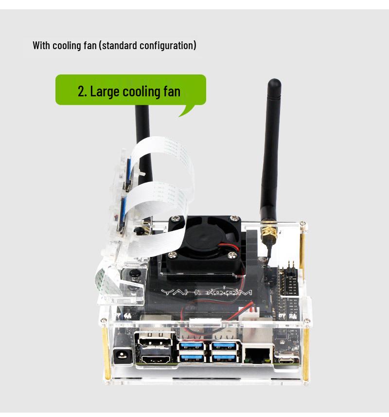 Jetson Nano B01 Acrylic Case with Fan - NVIDIA 4GB Development Board Chassis.