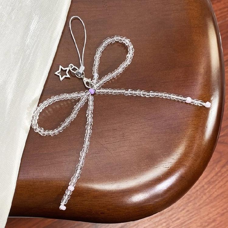 Unique Keyring Decoration with Bead Bowknot Heart Decorative Keychain for Bag