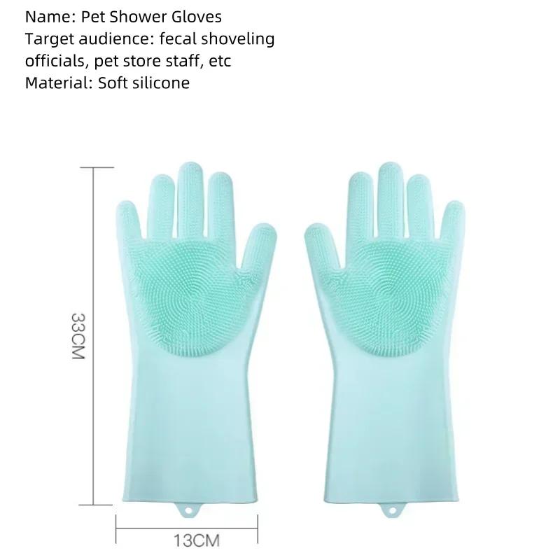Silicone Rubber  Dishwashing  Gloves For Kitchen Multi - Use For Dishes Veggies Pet Bathing Ultimate Home Cleaning Magic Tool
