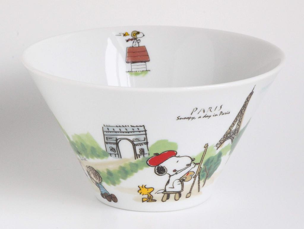PEANUTS Snoopy World Travel Multi 700ml Bowl, Paris, White,