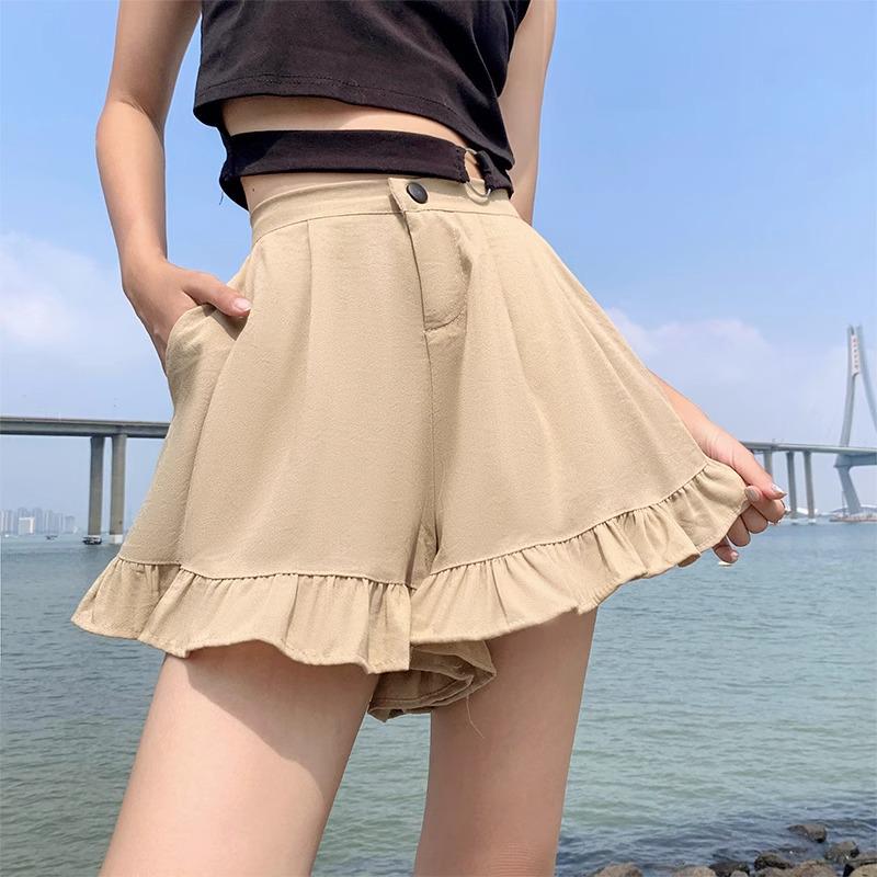

Autumn 2024 Slimming Lace Ruffle High-Waist Culottes 3X-Large чёрный