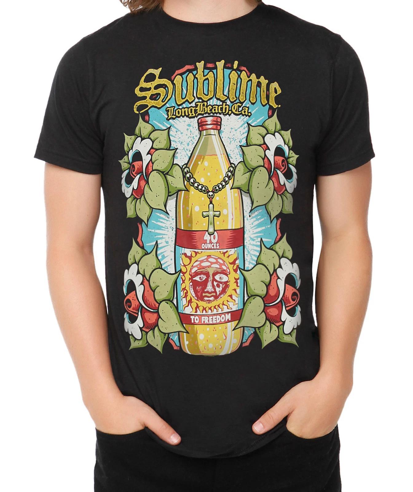 SUBLIME 40 OZ. BOTTLE TO FREEDOM -LBC- 100% Cotton T-shirt Mens Tees Top NWT Rock Band 100% Authentic 4XL