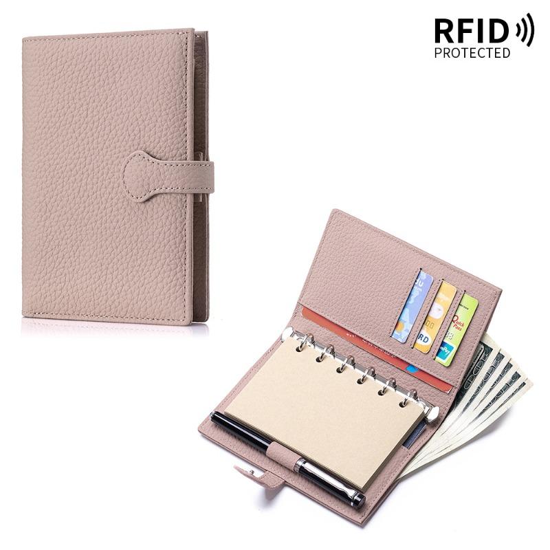 New Leather Multifunctional Passport Bag A7 Loose-leaf Handbook Notepad Removable First Layer Cowhide RFID Wallet