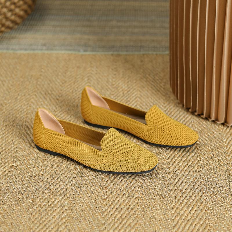 Square head flat sole single shoes women's new non-slip lazy shoes one pedal Doudou shoes