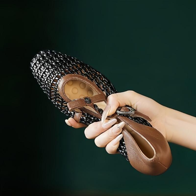 Low Heel Shoes Spring New Style Square Head Light Mouth Color Matching Rivets Line with Soft Sole Non-slip Single Shoes