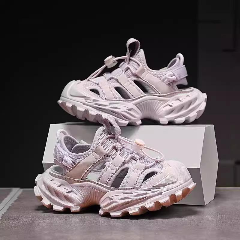 Children's Sports Sandals 2025 New Summer Boys Breathable Soft-soled Beach Shoes Bag Head Dad Shoes Heightening Sandals