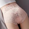 Women Panties High Waist Lace Thin Hollow Out See-through Flower Embroidery Elastic Soft