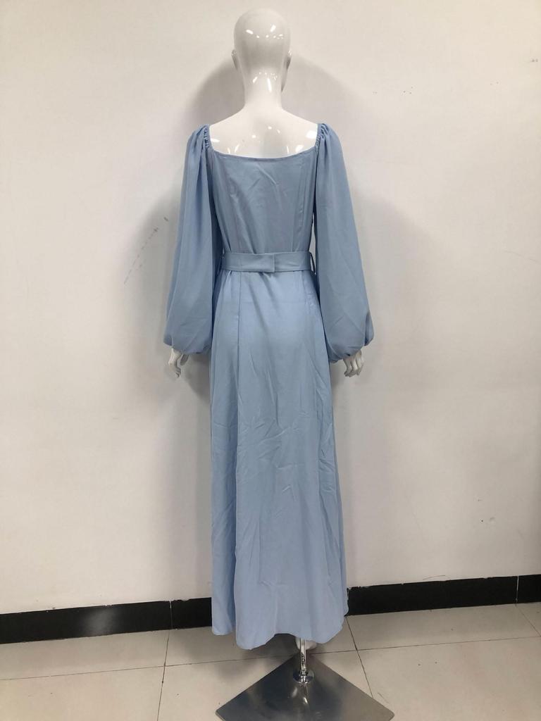 Elegant High-Waist Studded Dress for Middle Eastern Muslim Women - Summer/Autumn Fashion