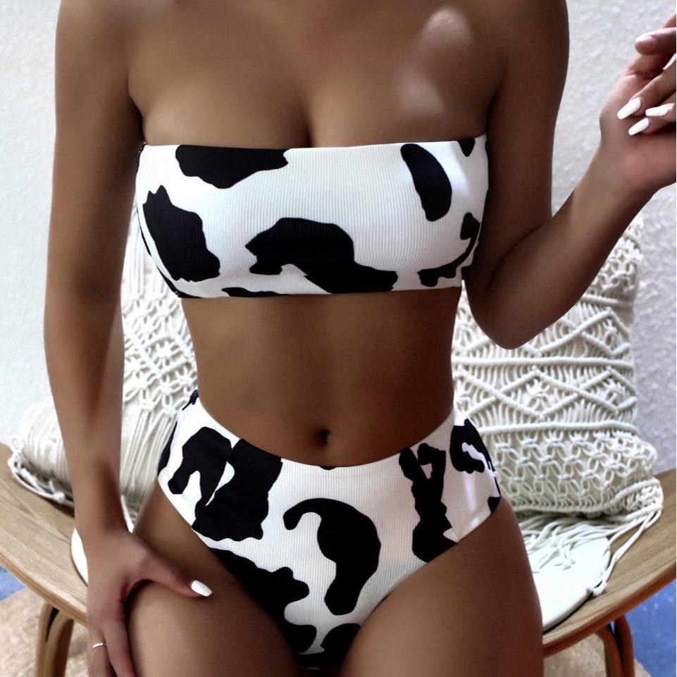 

2023 New High-Waisted Sexy Split Bandeau Bikini Swimsuit in Stock Extra Large