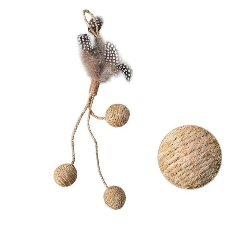 Feather Hemp Ball Cat Toy Bite Resistant Interactive Pet Toy