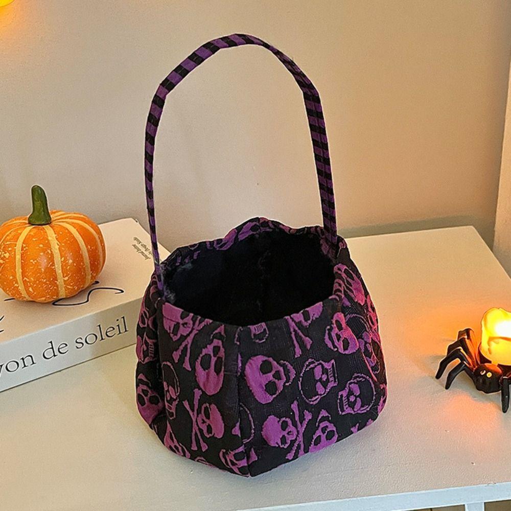Cloth Halloween Candy Bag Trick or Treat Stuffed Cotton Tote Bags Funny Pumpkin Candy Bucket  Party