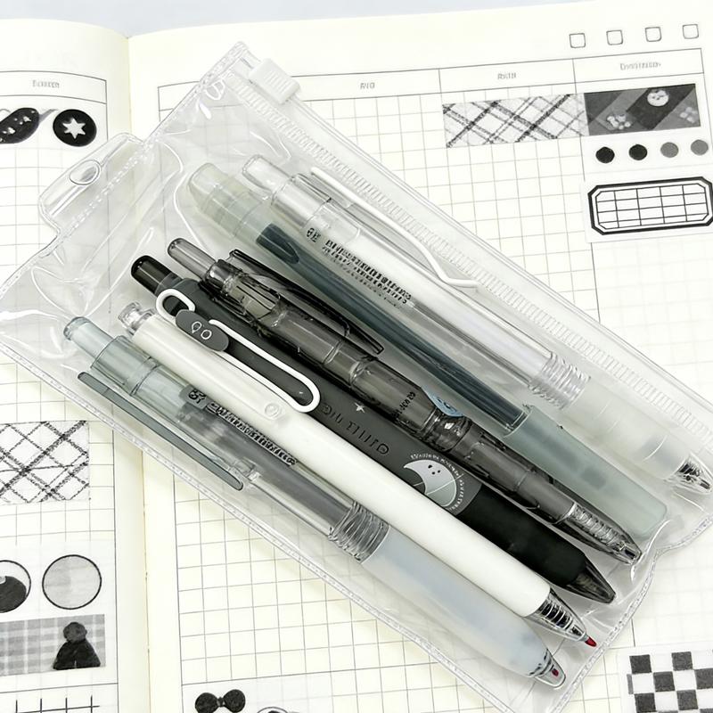 6Pcs Gel Pens Set 0.5mm Fine Point Black Ink Retractable Ballpoint Pens, Cute Aesthetic Pens for Writing School Office Supplies