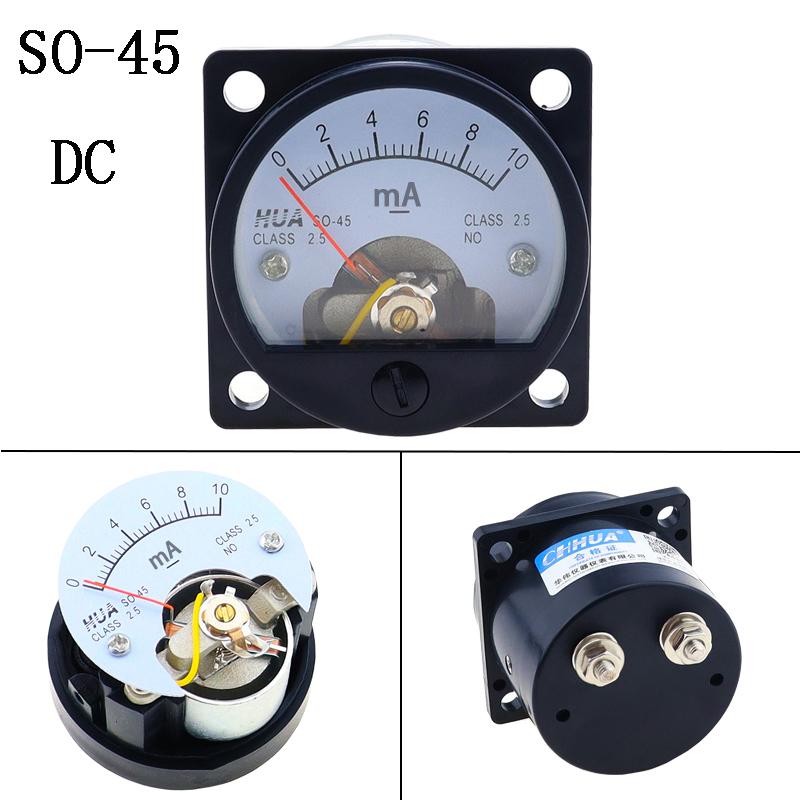 1 Piece 2.5 Accuracy DC 0-100mA Ammeter SO-45 Class Round Analog Panel Meter Black tester amperometro 20ma analog ampermeter