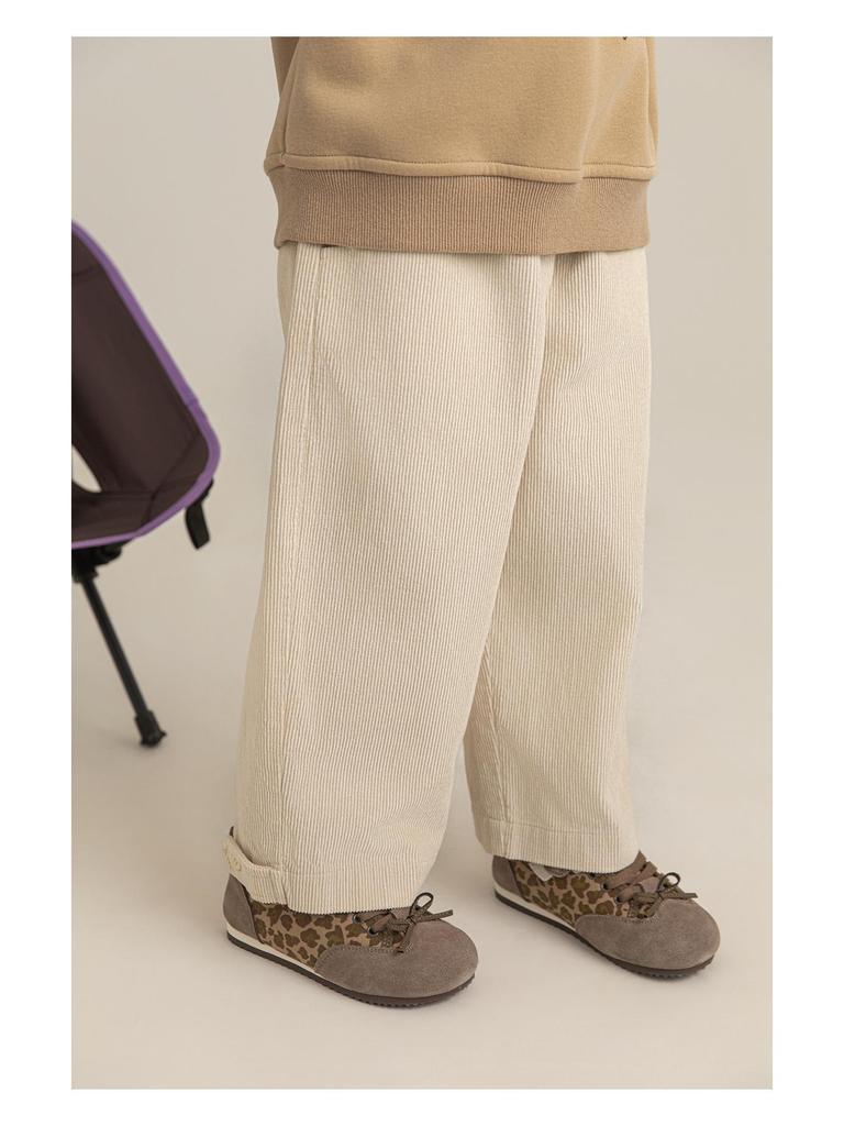 Libu Girl's Retro Corduroy Pants - Soft, Skin-Friendly, Windproof, Warm, Loose-Fit Straight-Leg for Autumn