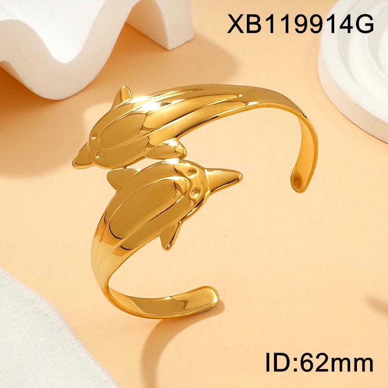 Vergoldetes Titanstahl Delfin Armband: Leichter Luxus, Europäischer & Amerikanischer Stil, Modisches Offenes Design